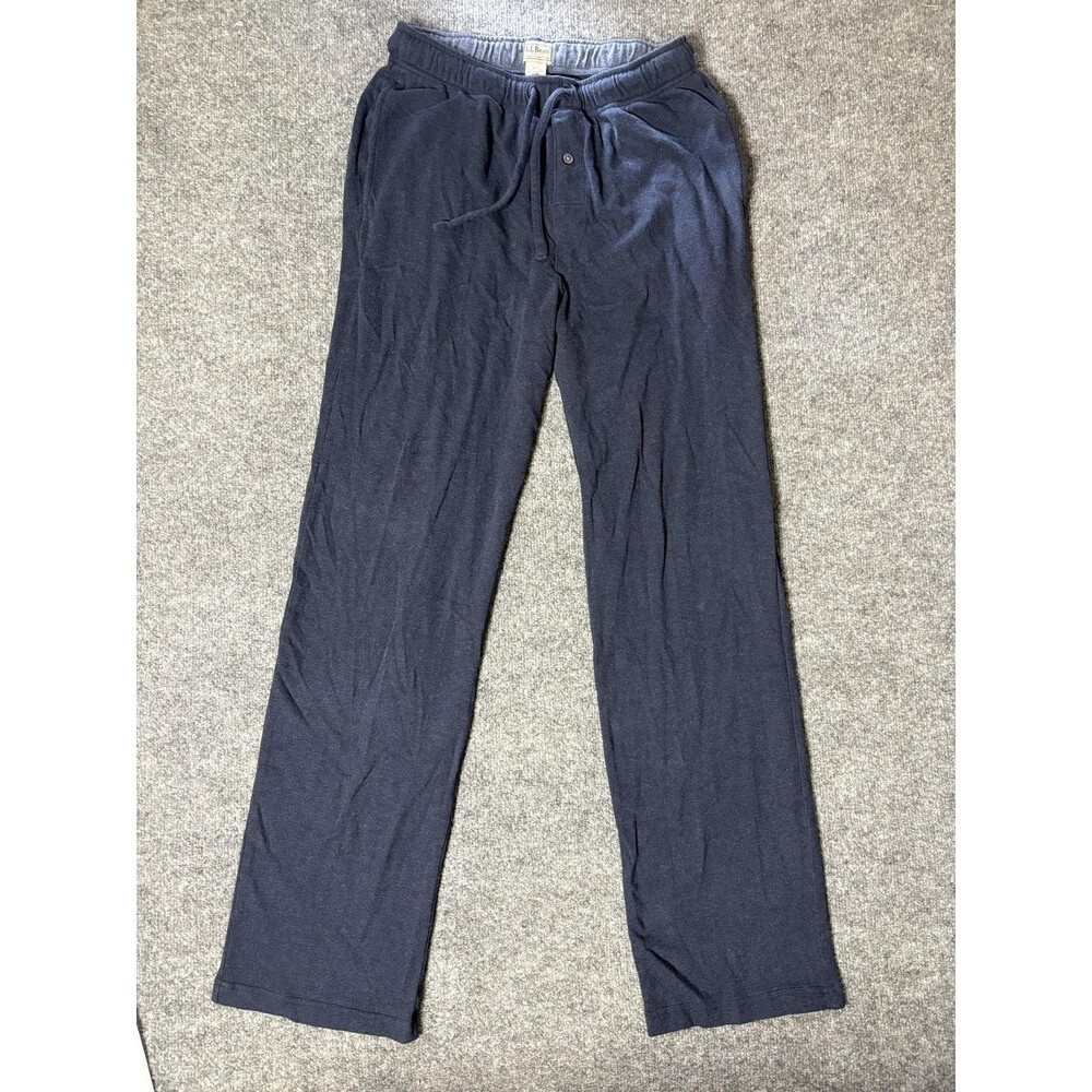L.L. Bean Pajama Pants Mens M Blue Jersey Knit Drawstring Cotton Sleepwear